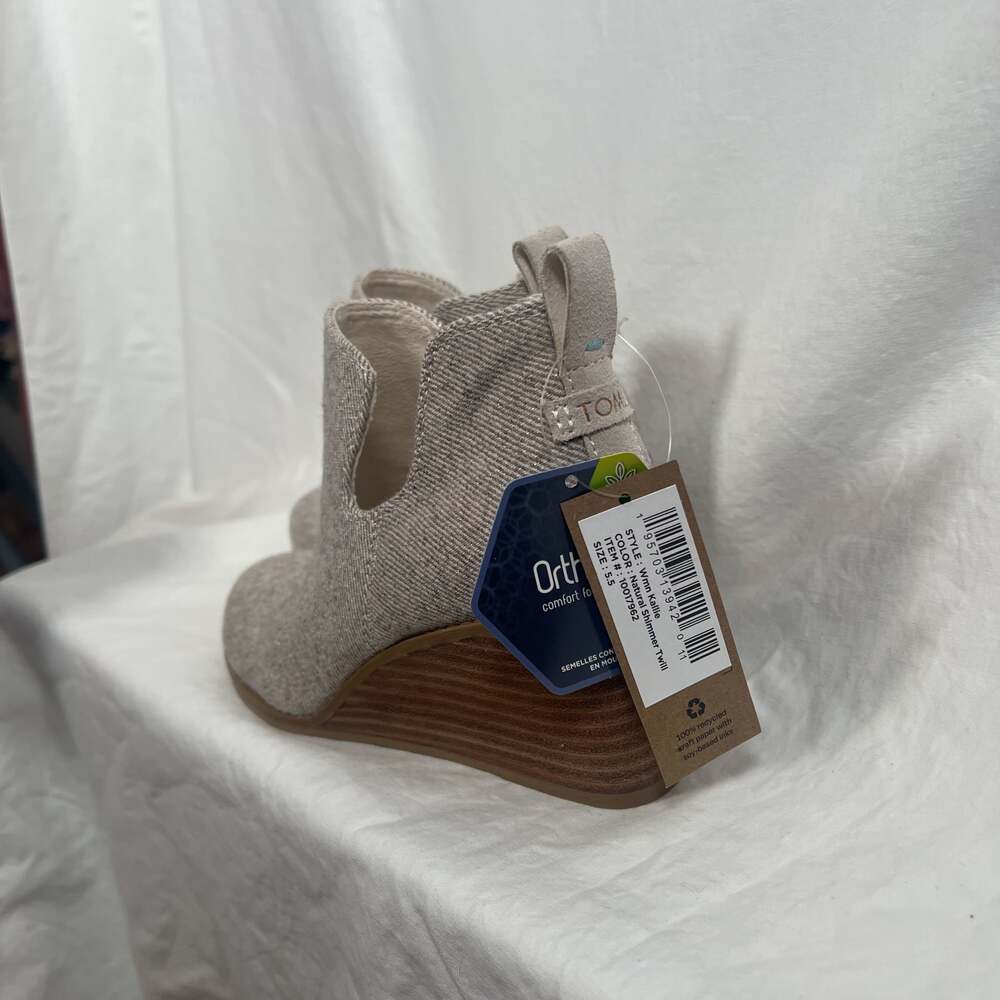 New TOMS Women's Kallie Wedges Natural Shimmer Twill Size 5.5